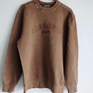 Vintage Carhartt WIP Oversized Embroidered Sweatshirt Vulcan Brown MEDIUM